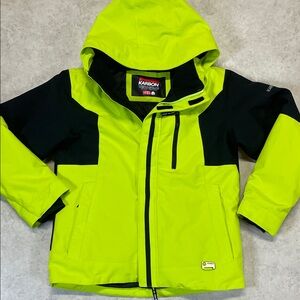 Kar on Kids Ski Jacket Neon Green Black Waterproof Hooded Size 12